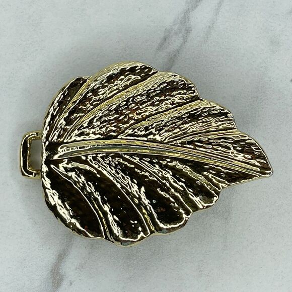 Vintage Gold Tone Leaf Belt Buckle Piece - Picture 1 of 5